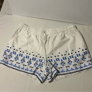 Vineyard Vines Women's Linen Blend White and Blue Patterned Shorts Size S-EUC